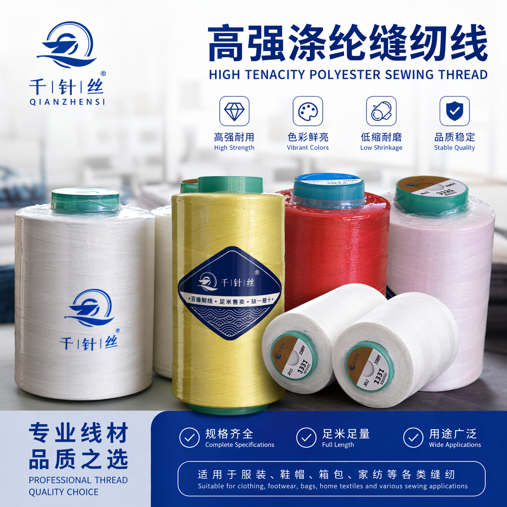 White 40s/2 industrial sewing thread cone for garment production